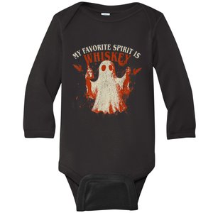 My Favorite Spirit Is Whiskey Funny Drinking Halloween Baby Long Sleeve Bodysuit