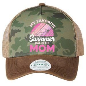 My Favorite Swimmer Calls Me Mom Mothers Day Retro Swimming Gift Legacy Tie Dye Trucker Hat