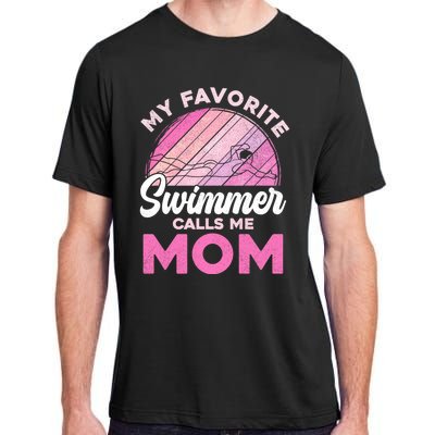 My Favorite Swimmer Calls Me Mom Mothers Day Retro Swimming Gift Adult ChromaSoft Performance T-Shirt