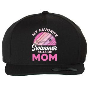 My Favorite Swimmer Calls Me Mom Mothers Day Retro Swimming Gift Wool Snapback Cap