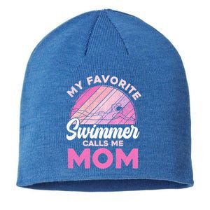 My Favorite Swimmer Calls Me Mom Mothers Day Retro Swimming Gift Sustainable Beanie