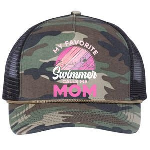 My Favorite Swimmer Calls Me Mom Mothers Day Retro Swimming Gift Retro Rope Trucker Hat Cap