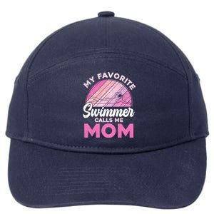 My Favorite Swimmer Calls Me Mom Mothers Day Retro Swimming Gift 7-Panel Snapback Hat