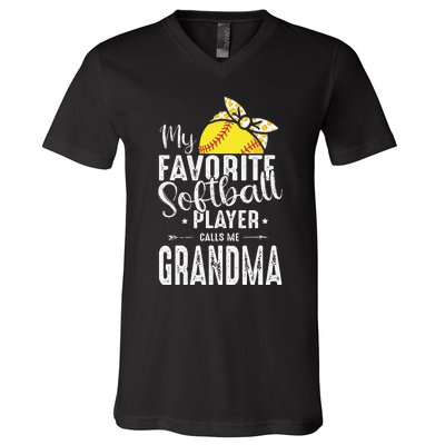 My Favorite Softball Player Calls Me Grandma V-Neck T-Shirt