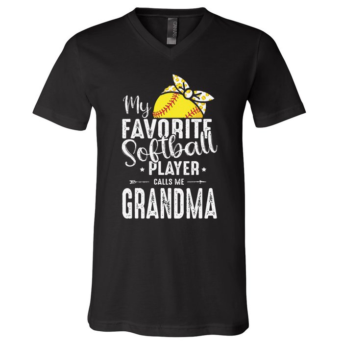 My Favorite Softball Player Calls Me Grandma V-Neck T-Shirt