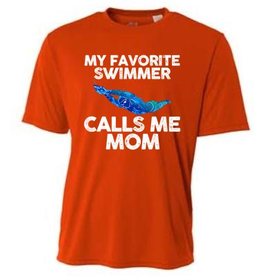 My Favorite Swimmer Calls Me Mom Cute Gift Cooling Performance Crew T-Shirt