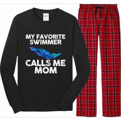 My Favorite Swimmer Calls Me Mom Cute Gift Long Sleeve Pajama Set