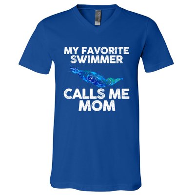 My Favorite Swimmer Calls Me Mom Cute Gift V-Neck T-Shirt