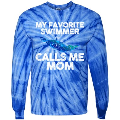 My Favorite Swimmer Calls Me Mom Cute Gift Tie-Dye Long Sleeve Shirt