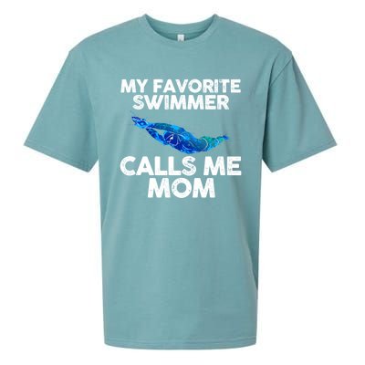 My Favorite Swimmer Calls Me Mom Cute Gift Sueded Cloud Jersey T-Shirt