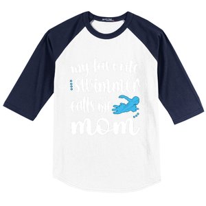 My Favorite Swimmer Calls Me Swim Mom Swimming Mama Gift Baseball Sleeve Shirt