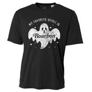 My Favorite Spirit Is Bourbon Funny Boo Ghost Halloween Cooling Performance Crew T-Shirt