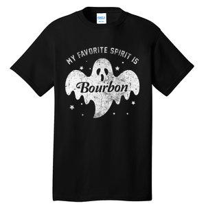 My Favorite Spirit Is Bourbon Funny Boo Ghost Halloween Tall T-Shirt