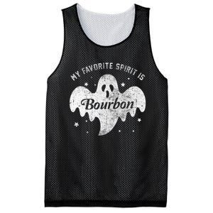 My Favorite Spirit Is Bourbon Funny Boo Ghost Halloween Mesh Reversible Basketball Jersey Tank