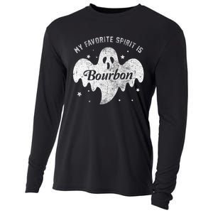 My Favorite Spirit Is Bourbon Funny Boo Ghost Halloween Cooling Performance Long Sleeve Crew