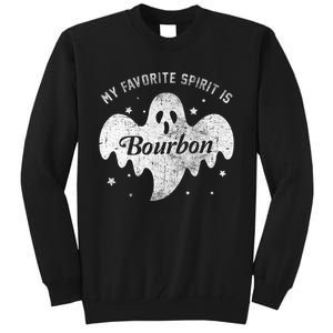 My Favorite Spirit Is Bourbon Funny Boo Ghost Halloween Tall Sweatshirt