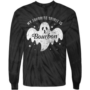 My Favorite Spirit Is Bourbon Funny Boo Ghost Halloween Tie-Dye Long Sleeve Shirt