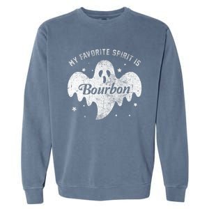 My Favorite Spirit Is Bourbon Funny Boo Ghost Halloween Garment-Dyed Sweatshirt