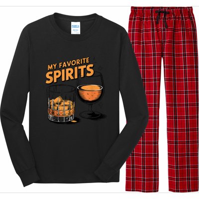 My Favorite Spirits Funny Whiskey Rum Drinking Lover Long Sleeve Pajama Set