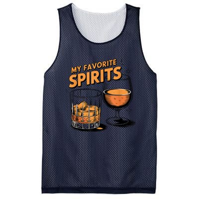 My Favorite Spirits Funny Whiskey Rum Drinking Lover Mesh Reversible Basketball Jersey Tank