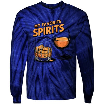 My Favorite Spirits Funny Whiskey Rum Drinking Lover Tie-Dye Long Sleeve Shirt