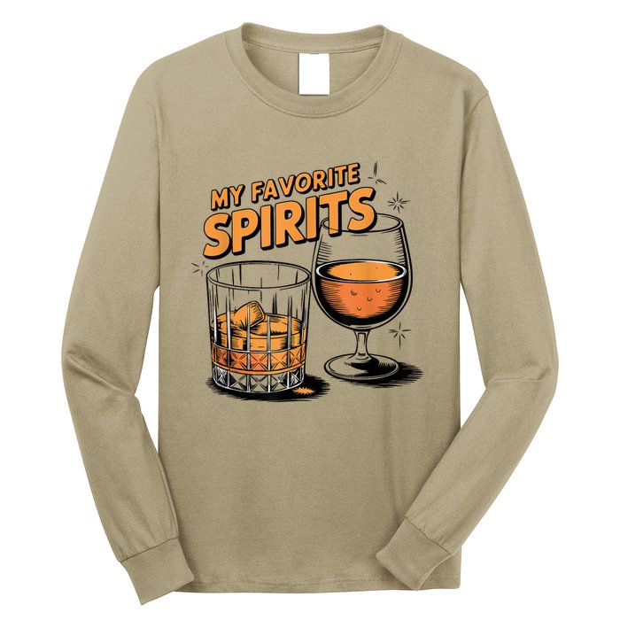 My Favorite Spirits Funny Whiskey Rum Drinking Lover Long Sleeve Shirt