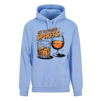 My Favorite Spirits Funny Whiskey Rum Drinking Lover Unisex Surf Hoodie