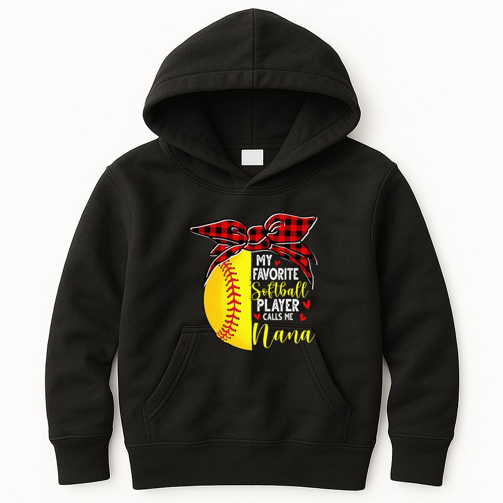 My Favorite Softball Player Calls Me Nana Kids Hoodie