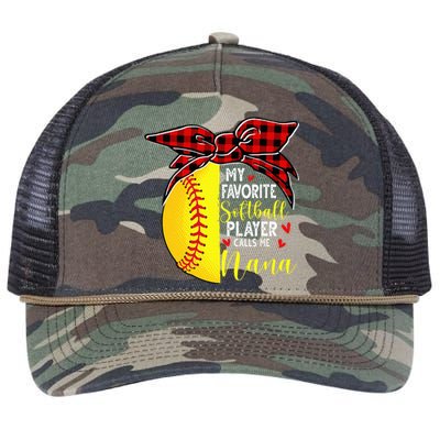 My Favorite Softball Player Calls Me Nana Retro Rope Trucker Hat Cap