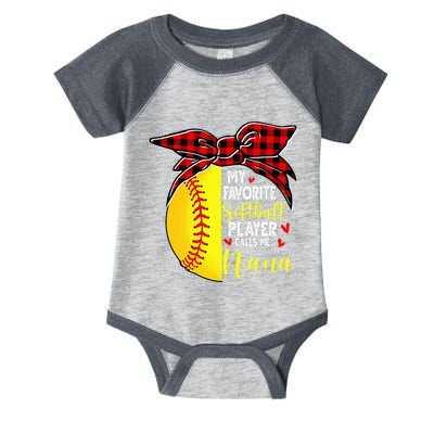 My Favorite Softball Player Calls Me Nana Infant Baby Jersey Bodysuit