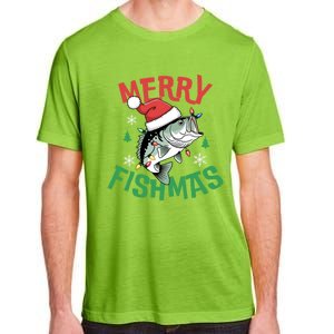 Merry Fishmas Santa Christmas Bass Fishing Fisher Gift Adult ChromaSoft Performance T-Shirt