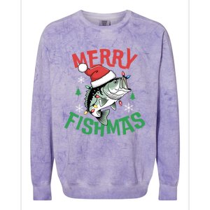 Merry Fishmas Santa Christmas Bass Fishing Fisher Gift Colorblast Crewneck Sweatshirt