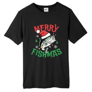 Merry Fishmas Santa Christmas Bass Fishing Fisher Gift Tall Fusion ChromaSoft Performance T-Shirt