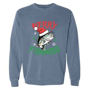 Merry Fishmas Santa Christmas Bass Fishing Fisher Gift Garment-Dyed Sweatshirt