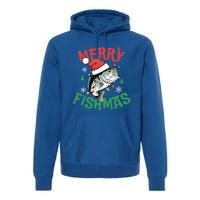 Merry Fishmas Santa Christmas Bass Fishing Fisher Gift Premium Hoodie