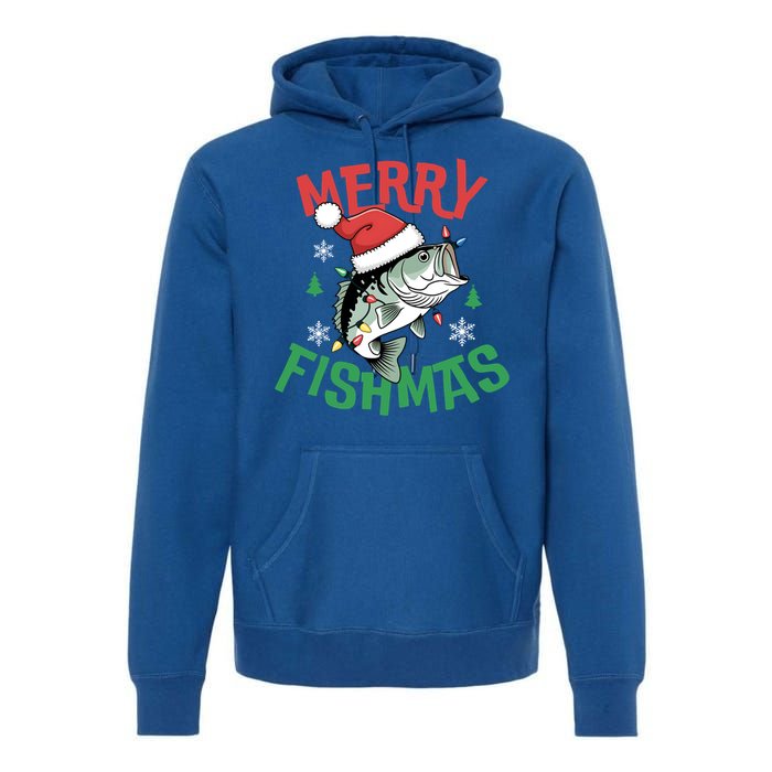 Merry Fishmas Santa Christmas Bass Fishing Fisher Gift Premium Hoodie