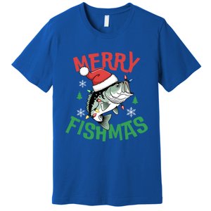 Merry Fishmas Santa Christmas Bass Fishing Fisher Gift Premium T-Shirt