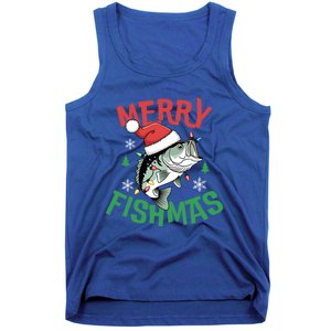 Merry Fishmas Santa Christmas Bass Fishing Fisher Gift Tank Top