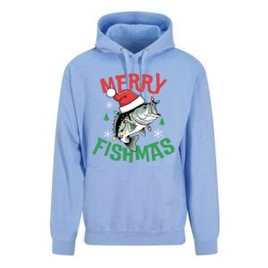 Merry Fishmas Santa Christmas Bass Fishing Fisher Gift Unisex Surf Hoodie