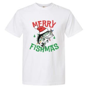 Merry Fishmas Santa Christmas Bass Fishing Fisher Gift Garment-Dyed Heavyweight T-Shirt