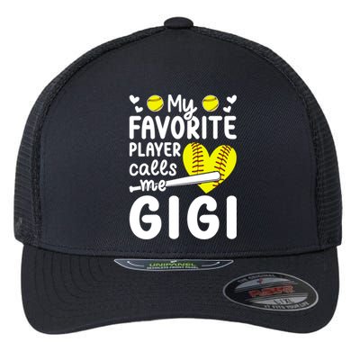 My Favorite Softball Player Calls Me Gigi Softball Gigi Gift Flexfit Unipanel Trucker Cap