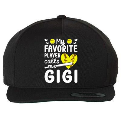 My Favorite Softball Player Calls Me Gigi Softball Gigi Gift Wool Snapback Cap