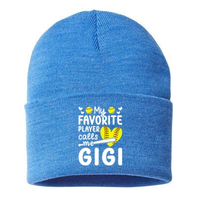 My Favorite Softball Player Calls Me Gigi Softball Gigi Gift Sustainable Knit Beanie