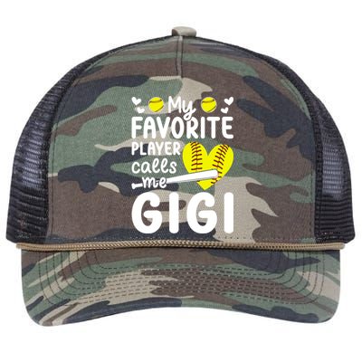 My Favorite Softball Player Calls Me Gigi Softball Gigi Gift Retro Rope Trucker Hat Cap