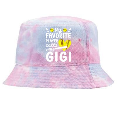 My Favorite Softball Player Calls Me Gigi Softball Gigi Gift Tie-Dyed Bucket Hat