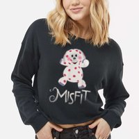 Mis Fit Spotted Elephant Ru Dolph Red Retro Nosed Christmas Cropped Pullover Crew