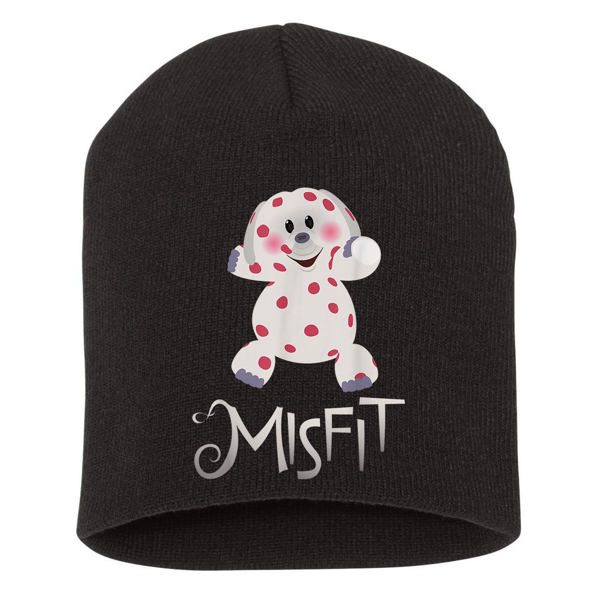 Mis Fit Spotted Elephant Ru Dolph Red Retro Nosed Christmas Short Acrylic Beanie
