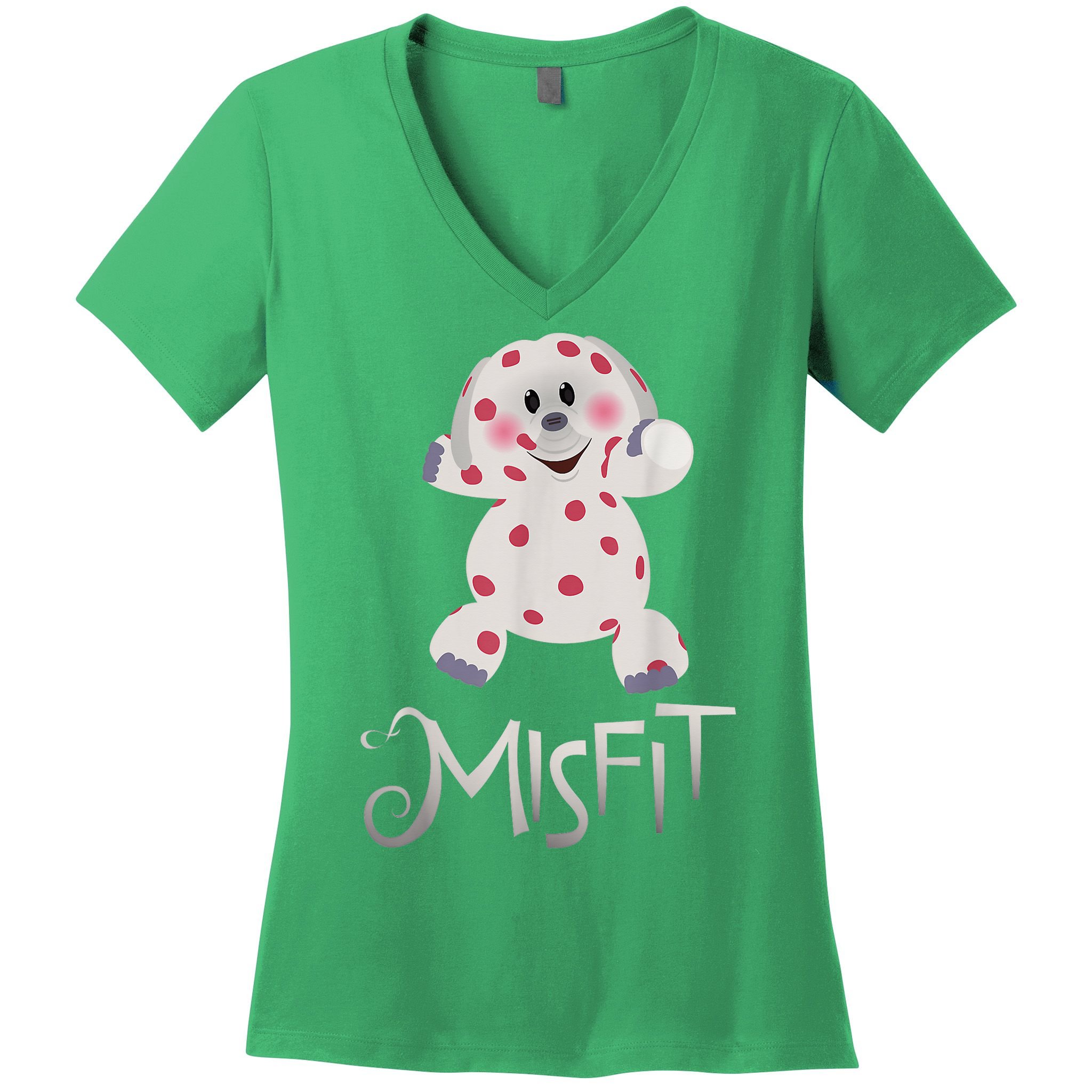 Mis Fit Spotted Elephant Ru Dolph Red Retro Nosed Christmas Women's V-Neck T-Shirt