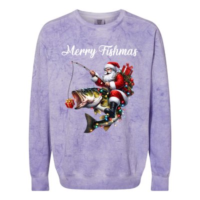 Merry Fishmas Santa Christmas Fisher Great Gift Colorblast Crewneck Sweatshirt