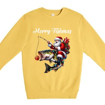 Merry Fishmas Santa Christmas Fisher Great Gift Premium Crewneck Sweatshirt